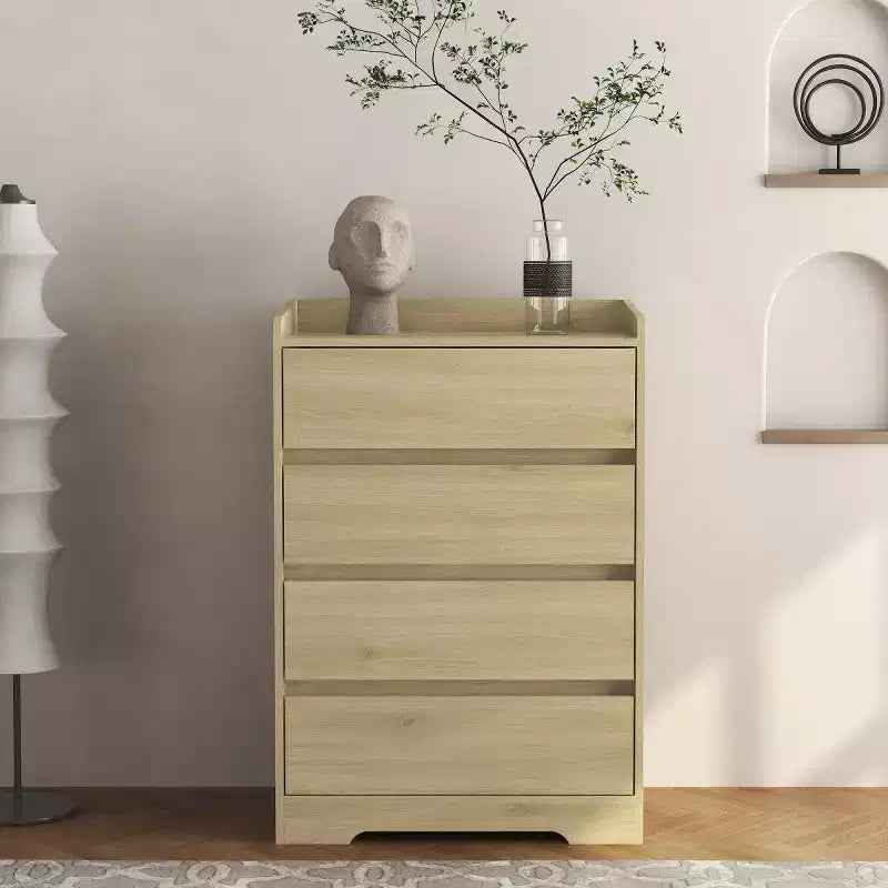 Commode moderne à 4 tiroirs pour chambre à coucher, commode verticale sans poignée, meuble de rangement pour salon, entrée ou bureau - Panipeachy