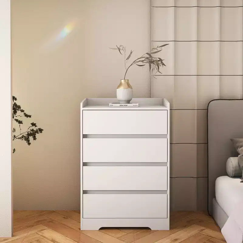 Commode moderne à 4 tiroirs pour chambre à coucher, commode verticale sans poignée, meuble de rangement pour salon, entrée ou bureau - Panipeachy