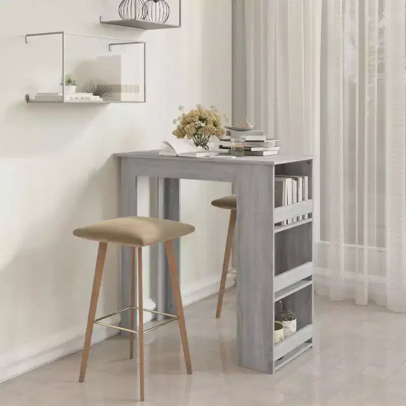 Table de bar avec étagère de rangement - Design moderne pour salle à manger et cuisine