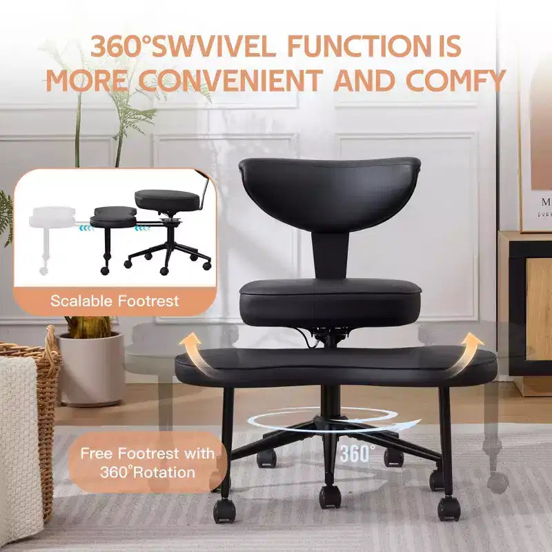 Chaise de bureau ergonomique pour s'asseoir en tailleur, chaise de méditation pivotante à 360°, chaises de bureau à genoux réglables en hauteur, pour la maison