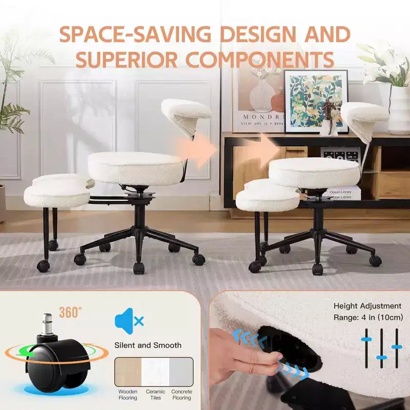 Chaise de bureau ergonomique pour s'asseoir en tailleur, chaise de méditation pivotante à 360°, chaises de bureau à genoux réglables en hauteur, pour la maison