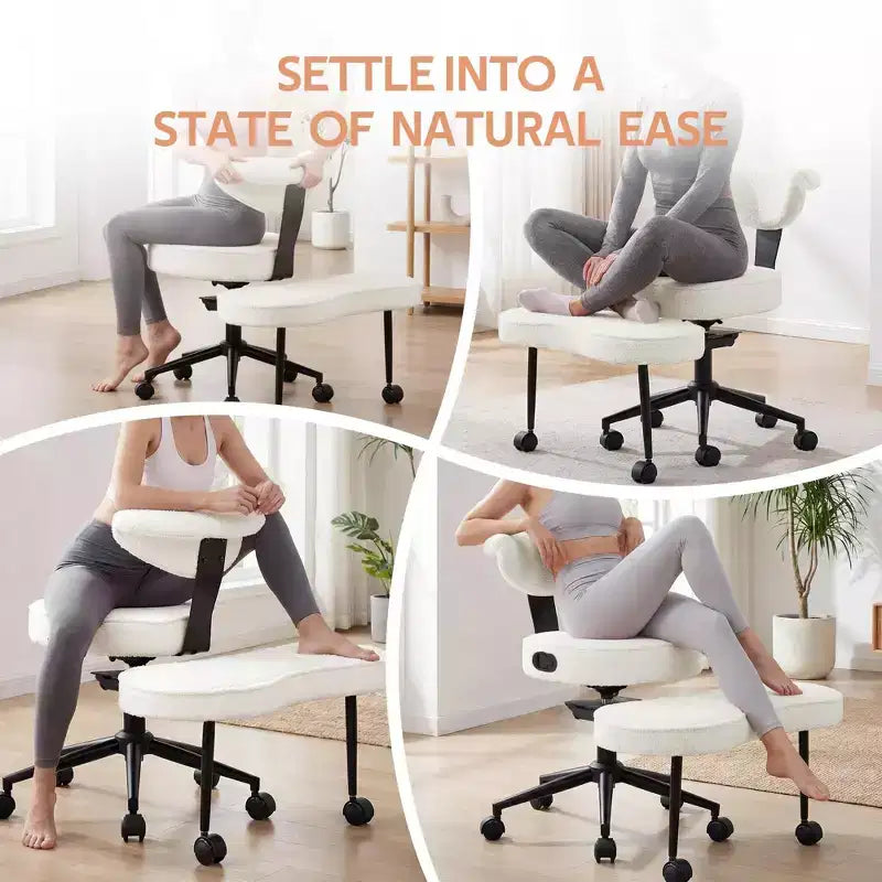 Chaise de bureau ergonomique pour s'asseoir en tailleur, chaise de méditation pivotante à 360°, chaises de bureau à genoux réglables en hauteur, pour la maison