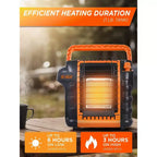 Chauffage au propane portatif Commercial Heat de 9 000 BTU pour usage extérieur, pour une surface allant jusqu'à 300 pi², 2 réglages de chaleur, se branche sur une bouteille de propane de 1 lb, orange