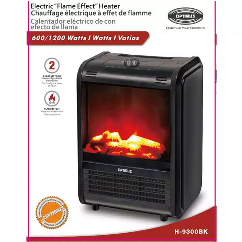 1,200-Watt-Max Mini Electric Flame-Effect Fireplace Heater, H-9300