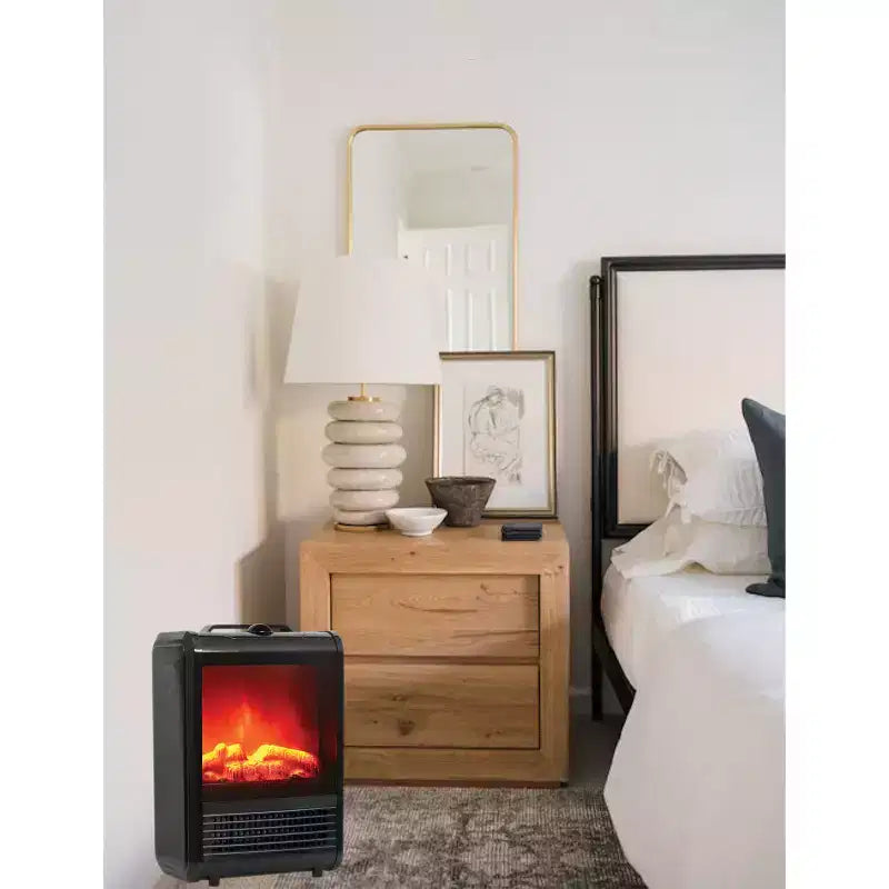 1,200-Watt-Max Mini Electric Flame-Effect Fireplace Heater, H-9300