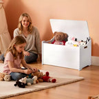 Banc de rangement pour enfants VEVOR, Coffre à jouets en bois avec dossier, Grand meuble de rangement avec charnière de sécurité, Banc de rangement pour tout-petits pour salle de jeux, Blanc
