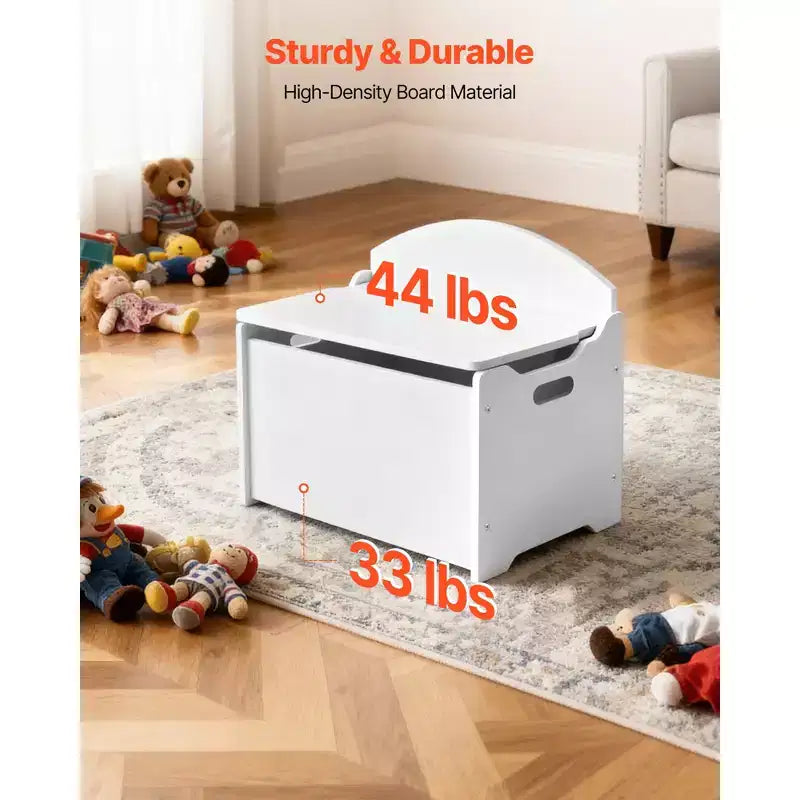 Banc de rangement pour enfants VEVOR, Coffre à jouets en bois avec dossier, Grand meuble de rangement avec charnière de sécurité, Banc de rangement pour tout-petits pour salle de jeux, Blanc