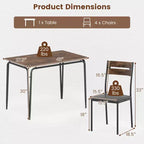 Ensemble table à manger 5 pièces Costway, table de cuisine et 4 chaises sans accoudoirs avec assise rembourrée
