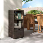 Meuble de rangement extérieur Costway avec étagères et tiroir amovible pour porche marron/noir/gris mélangé