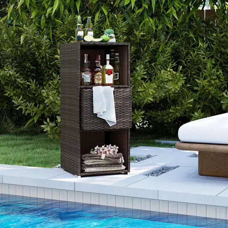 Meuble de rangement extérieur Costway avec étagères et tiroir amovible pour porche marron/noir/gris mélangé