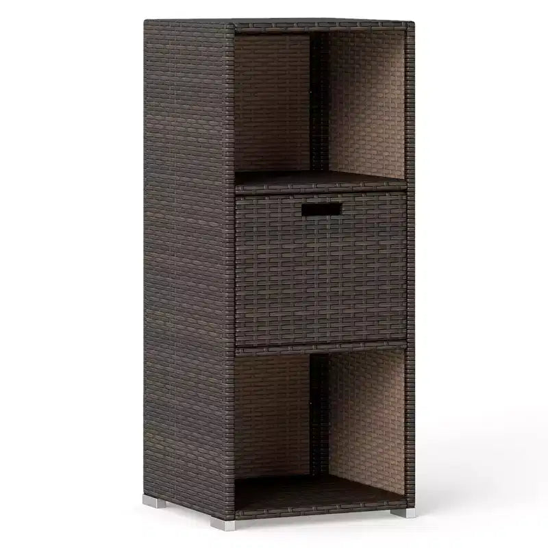 Meuble de rangement extérieur Costway avec étagères et tiroir amovible pour porche marron/noir/gris mélangé
