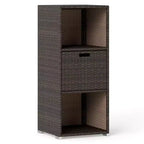 Meuble de rangement extérieur Costway avec étagères et tiroir amovible pour porche marron/noir/gris mélangé