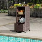 Meuble de rangement extérieur Costway avec étagères et tiroir amovible pour porche marron/noir/gris mélangé