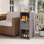 Meuble de rangement extérieur Costway avec étagères et tiroir amovible pour porche marron/noir/gris mélangé