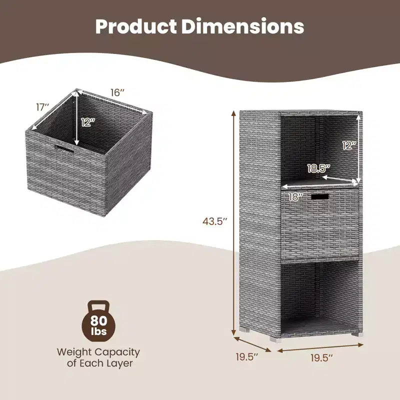 Meuble de rangement extérieur Costway avec étagères et tiroir amovible pour porche marron/noir/gris mélangé
