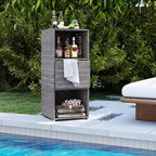 Meuble de rangement extérieur Costway avec étagères et tiroir amovible pour porche marron/noir/gris mélangé