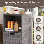 Meuble de rangement extérieur Costway avec étagères et tiroir amovible pour porche marron/noir/gris mélangé