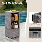Meuble de rangement extérieur Costway avec étagères et tiroir amovible pour porche marron/noir/gris mélangé