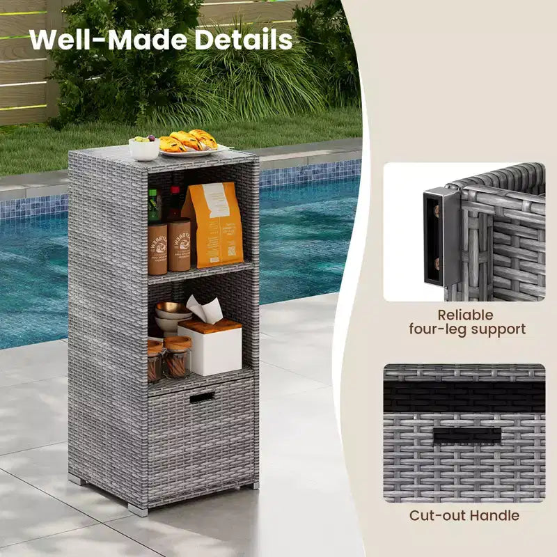 Meuble de rangement extérieur Costway avec étagères et tiroir amovible pour porche marron/noir/gris mélangé