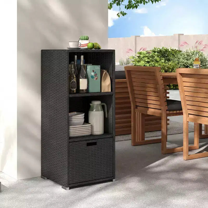 Meuble de rangement extérieur Costway avec étagères et tiroir amovible pour porche marron/noir/gris mélangé