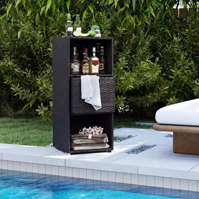 Meuble de rangement extérieur Costway avec étagères et tiroir amovible pour porche marron/noir/gris mélangé