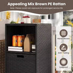 Meuble de rangement extérieur Costway avec étagères et tiroir amovible pour porche marron/noir/gris mélangé
