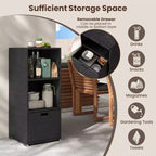 Meuble de rangement extérieur Costway avec étagères et tiroir amovible pour porche marron/noir/gris mélangé