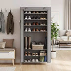 Meuble à chaussures 9 niveaux avec housse anti-poussière, tour de rangement à chaussures autoportante pour placard et entrée, peut contenir 40 à 50 paires, gris