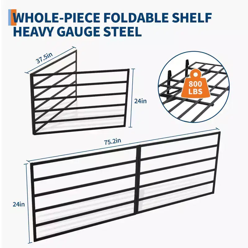 Étagère, lot de 2, support de rangement mural de garage 2x6 pieds avec fixation au plafond robuste, étagères flottantes murales, étagères de rangement, crochets réglables
