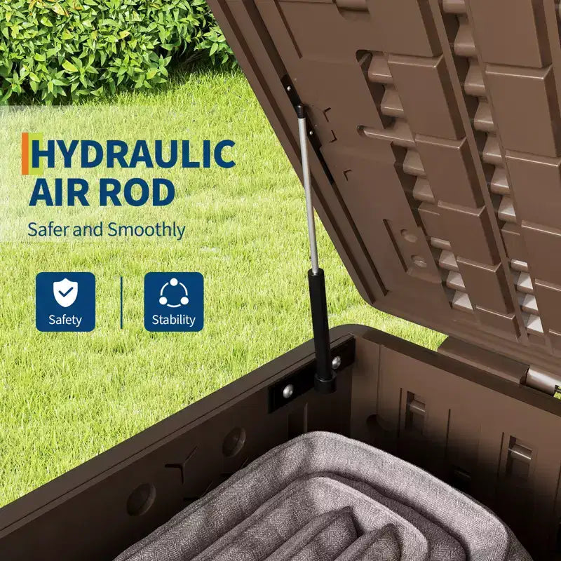 Coffre de rangement extérieur en résine, étanche, verrouillable, 454 L, style rotin, avec poignées latérales, pour meubles de patio, outils de jardin