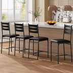 Lot de 2/4 tabourets de bar, chaises de bar hauteur comptoir avec dossier et coussin épais, tabourets rembourrés en cuir PU avec cadre en métal pour cuisine, salle à manger