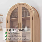Meuble de cuisine arqué de 60 pouces de haut avec étagères réglables et 4 grands tiroirs, un meuble de rangement de cuisine multifonctionnel.