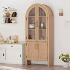 Meuble de cuisine arqué de 60 pouces de haut avec étagères réglables et 4 grands tiroirs, un meuble de rangement de cuisine multifonctionnel.