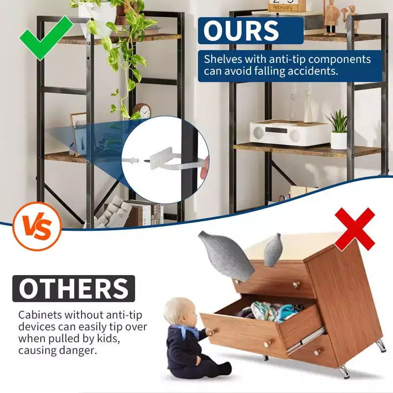 Étagère Acekool Industrial à 4 niveaux en bois avec 14 casiers, cadre en métal rustique pour salon ou bureau