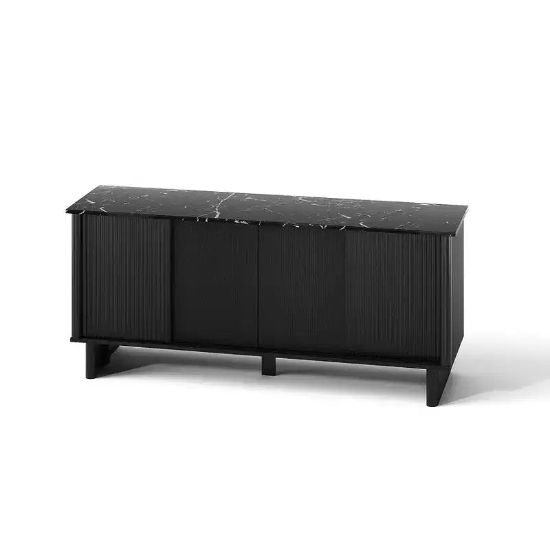 Meuble TV Bestier 58" pour téléviseurs 45/55/60/65", meuble TV de style Mid-Century avec portes coulissantes, console multimédia TV avec rangement pour salon et chambre