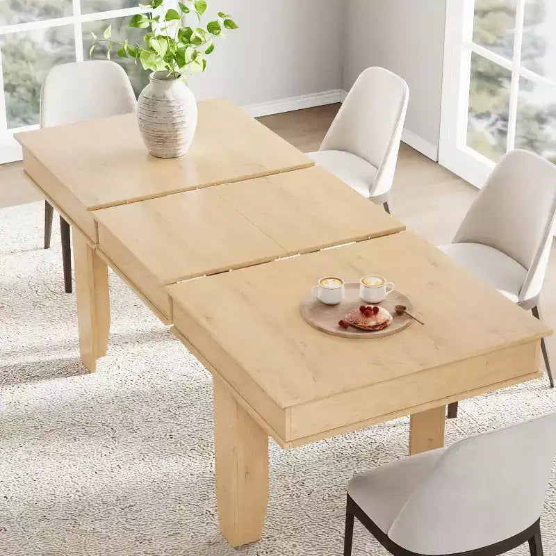 Table à manger extensible en bois massif pour 6 à 10 personnes, de 160 cm à 220 cm - Montage facile pour cuisine et salle à manger, chaises non incluses