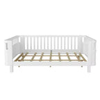 Cadre de lit plateforme Queen Size Whisen en bois, lit Queen Size bas en bois avec rails et barrières de sécurité pour filles et garçons