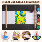 Table d'art pour enfants et 2 chaises, bureau de rangement en bois pour tout-petits avec bacs de rangement, bureau de dessin, table d'activité et d'étude pour enfants, activités, artisanat
