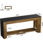 Table console longue Lantine de 180 cm, table de canapé rustique à 2 niveaux derrière le canapé pour salon, entrée, couloir, hall d'entrée