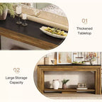Table console longue Lantine de 180 cm, table de canapé rustique à 2 niveaux derrière le canapé pour salon, entrée, couloir, hall d'entrée