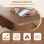 Table à manger rectangulaire moderne de 180 cm pour 6-10 personnes, plateau spacieux, pieds cannelés, rangement intégré, mobilier de maison contemporain, Gris/Naturel/Brun noyer