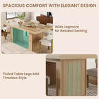 Table à manger rectangulaire moderne de 180 cm pour 6-10 personnes, plateau spacieux, pieds cannelés, rangement intégré, mobilier de maison contemporain, Gris/Naturel/Brun noyer