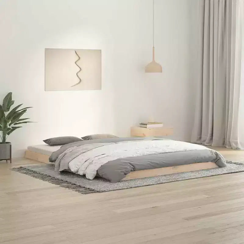 vidaXL Cadre de lit au sol Naturel 213,5 x 104 x 9 cm Bois de pin massif