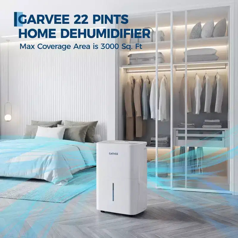 Déshumidificateur 22/35/50 pintes pour jusqu'à 3000/4500/5500 pi², avec filtre à air réutilisable et réservoir d'eau de 2,4 gallons, compact pour la maison, le sous-sol, la salle de bain