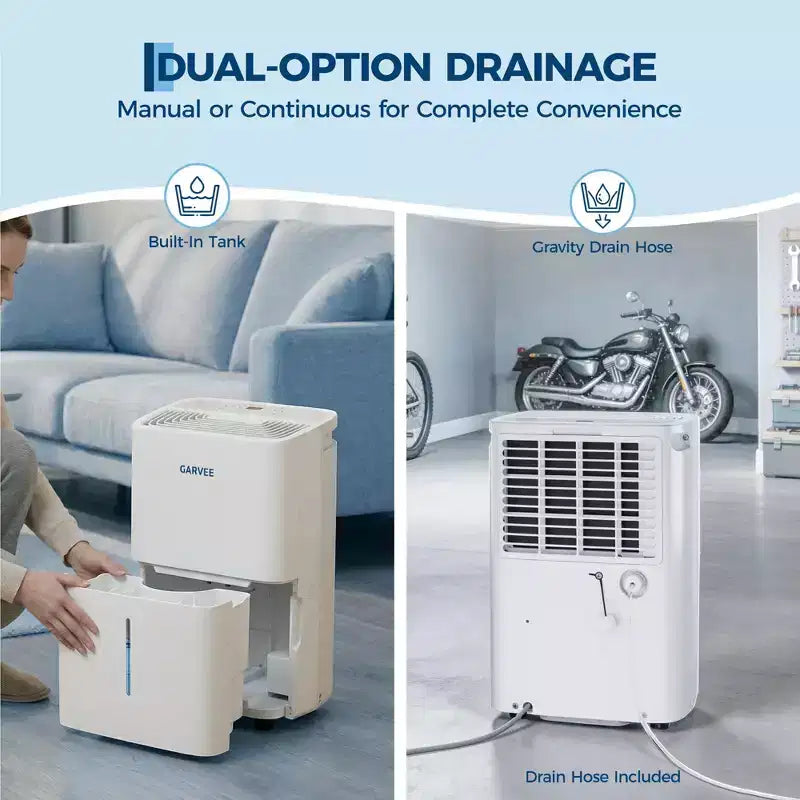 Déshumidificateur 22/35/50 pintes pour jusqu'à 3000/4500/5500 pi², avec filtre à air réutilisable et réservoir d'eau de 2,4 gallons, compact pour la maison, le sous-sol, la salle de bain