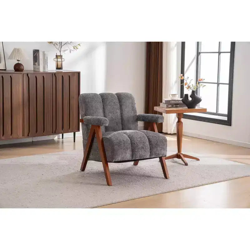 ModernLuxe Fauteuil d'appoint rembourré, Fauteuil simple, Fauteuil ergonomique, Fauteuil de lecture rembourré, Fauteuil de loisirs, Chenille