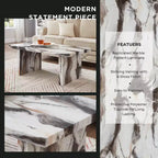 Table basse de salon moderne en similicuir marbre Cavira de Roundhill Furniture