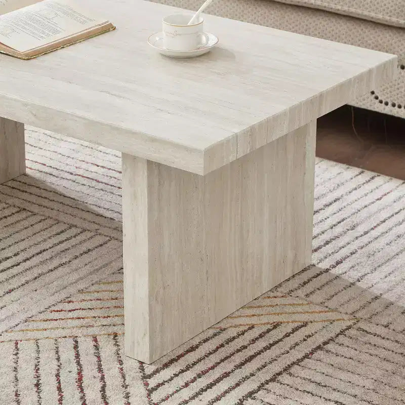 Table basse de salon moderne en similicuir marbre Cavira de Roundhill Furniture