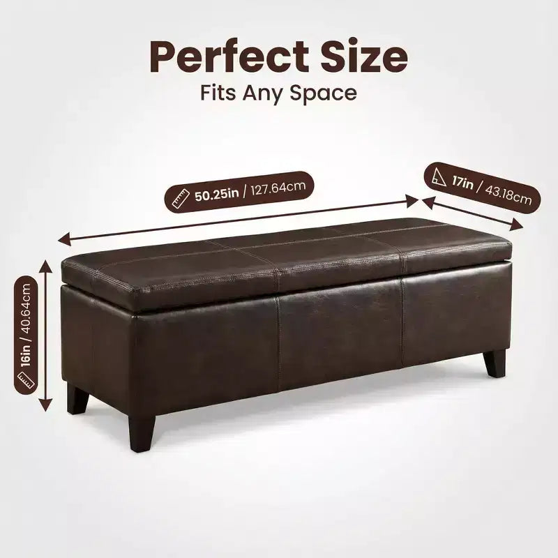 Banc de rangement ottoman rembourré en similicuir Pamela GDFStudio