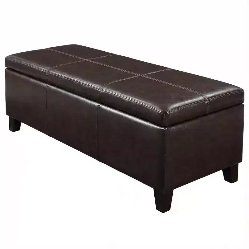 Banc de rangement ottoman rembourré en similicuir Pamela GDFStudio